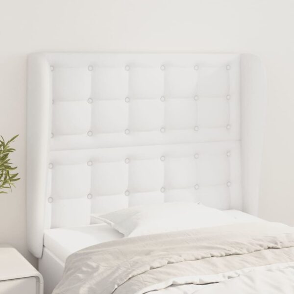 vidaXL Headboard with Ears White 40.6"x9.1"x46.5"/50.4" Faux Leather