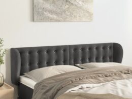 vidaXL Headboard with Ears Dark Gray 57.9"x9.1"x30.7"/34.6" Velvet