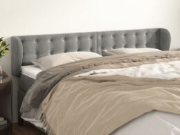 vidaXL Headboard with Ears Light Gray 79.9"x9.1"x30.7"/34.6" Velvet