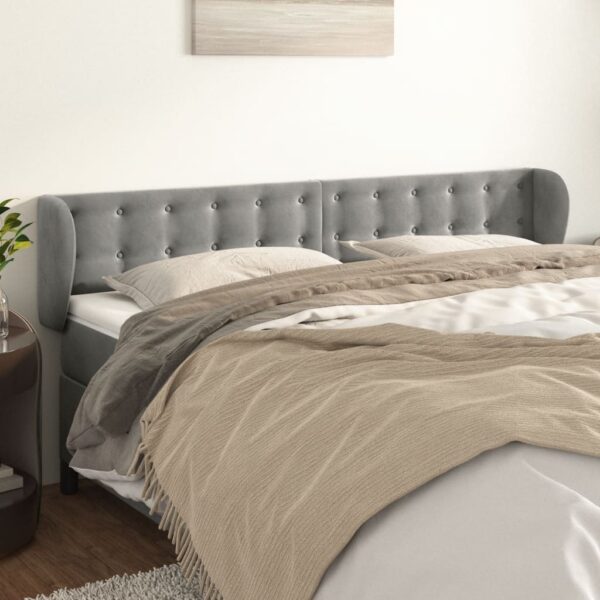 vidaXL Headboard with Ears Light Gray 79.9"x9.1"x30.7"/34.6" Velvet