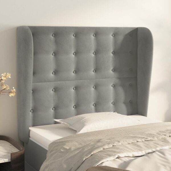 vidaXL Headboard with Ears Light Gray 40.6"x9.1"x46.5"/50.4" Velvet