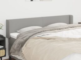 vidaXL Headboard with Ears Light Gray 64.2"x6.3"x30.7"/34.6" Fabric