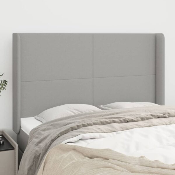 vidaXL Headboard with Ears Light Gray 57.9"x6.3"x46.5"/50.4" Fabric
