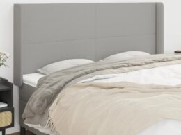 vidaXL Headboard with Ears Light Gray 64.2"x6.3"x46.5"/50.4" Fabric
