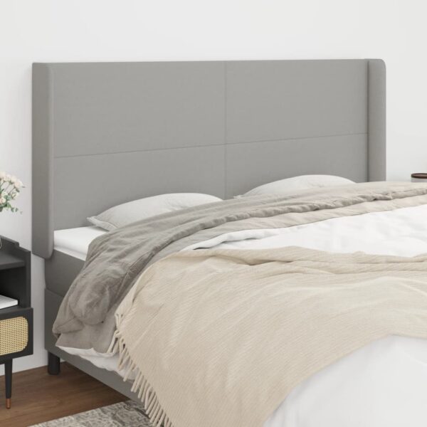 vidaXL Headboard with Ears Light Gray 64.2"x6.3"x46.5"/50.4" Fabric