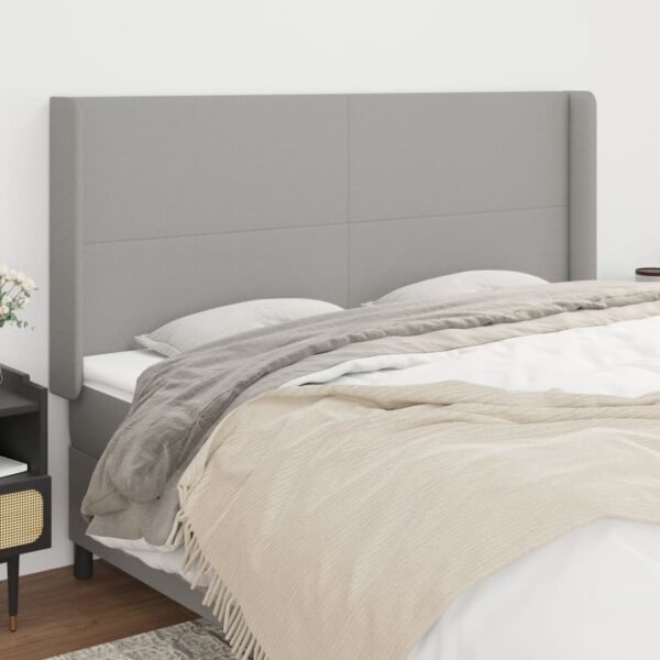 vidaXL Headboard with Ears Light Gray 79.9"x6.3"x46.5"/50.4" Fabric