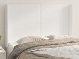 vidaXL Headboard with Ears White 57.9"x6.3"x46.5"/50.4" Faux Leather