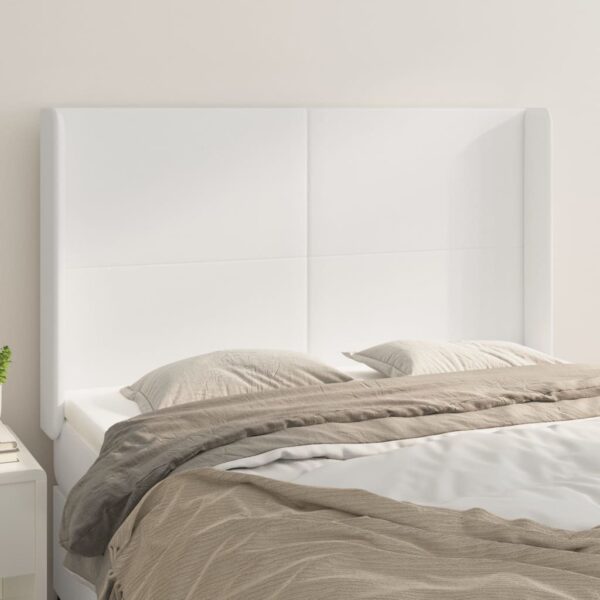 vidaXL Headboard with Ears White 57.9"x6.3"x46.5"/50.4" Faux Leather