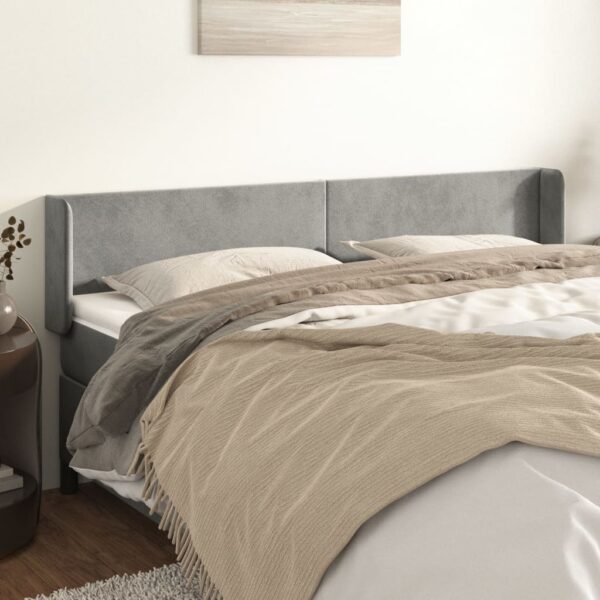 vidaXL Headboard with Ears Light Gray 72"x6.3"x30.7"/34.6" Velvet