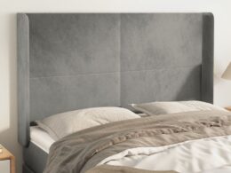 vidaXL Headboard with Ears Light Gray 57.9"x6.3"x46.5"/50.4" Velvet