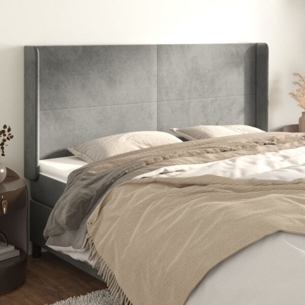 vidaXL Headboard with Ears Light Gray 79.9"x6.3"x46.5"/50.4" Velvet