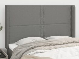 vidaXL Headboard with Ears Dark Gray 57.9"x6.3"x46.5"/50.4" Fabric