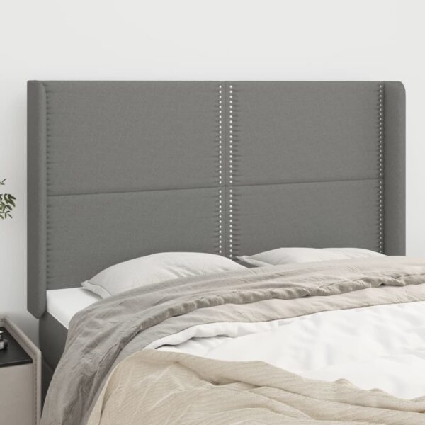 vidaXL Headboard with Ears Dark Gray 57.9"x6.3"x46.5"/50.4" Fabric