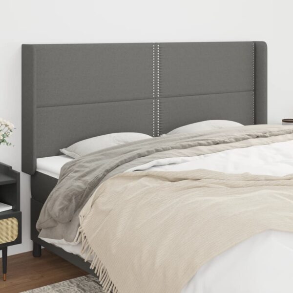 vidaXL Headboard with Ears Dark Gray 64.2"x6.3"x46.5"/50.4" Fabric