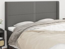 vidaXL Headboard with Ears Dark Gray 79.9"x6.3"x46.5"/50.4" Fabric