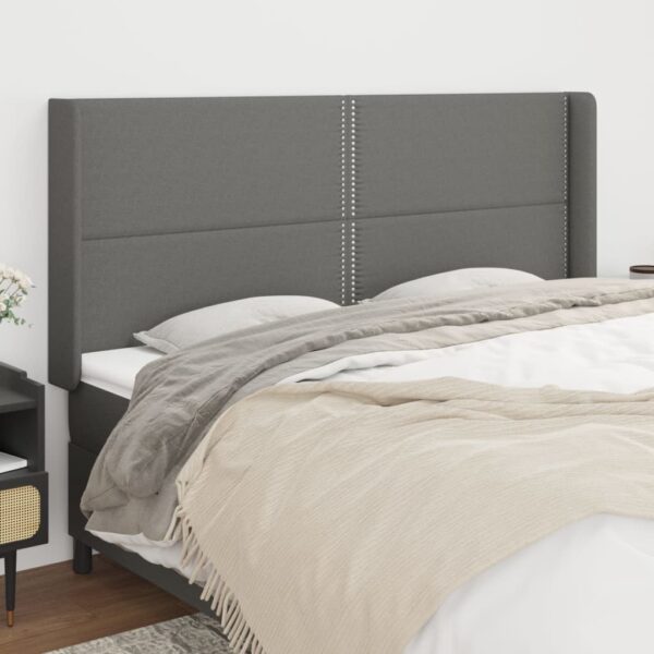 vidaXL Headboard with Ears Dark Gray 79.9"x6.3"x46.5"/50.4" Fabric