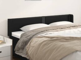 vidaXL Headboard with Ears Black 72"x6.3"x30.7"/34.6" Faux Leather