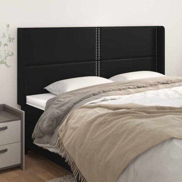 vidaXL Headboard with Ears Black 79.9"x6.3"x46.5"/50.4" Faux Leather