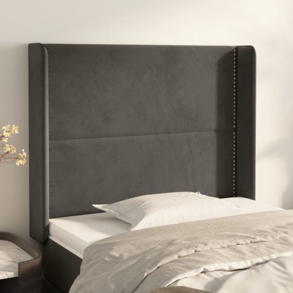 vidaXL Headboard with Ears Dark Gray 40.6"x6.3"x46.5"/50.4" Velvet