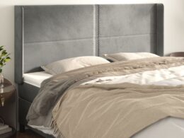 vidaXL Headboard with Ears Light Gray 72"x6.3"x46.5"/50.4" Velvet