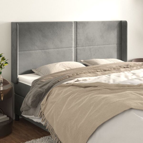 vidaXL Headboard with Ears Light Gray 72"x6.3"x46.5"/50.4" Velvet