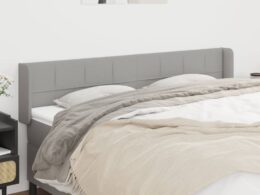 vidaXL Headboard with Ears Light Gray 79.9"x6.3"x30.7"/34.6" Fabric