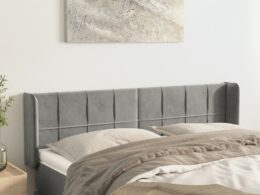 vidaXL Headboard with Ears Light Gray 57.9"x6.3"x30.7"/34.6" Velvet