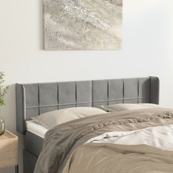 vidaXL Headboard with Ears Light Gray 57.9"x6.3"x30.7"/34.6" Velvet