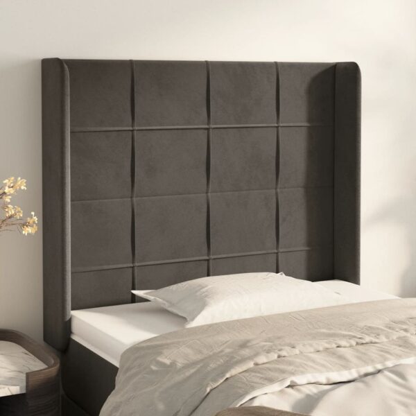 vidaXL Headboard with Ears Dark Gray 40.6"x6.3"x46.5"/50.4" Velvet