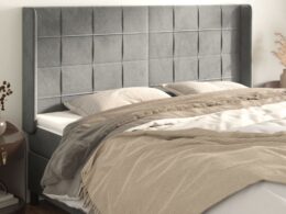vidaXL Headboard with Ears Light Gray 72"x6.3"x46.5"/50.4" Velvet