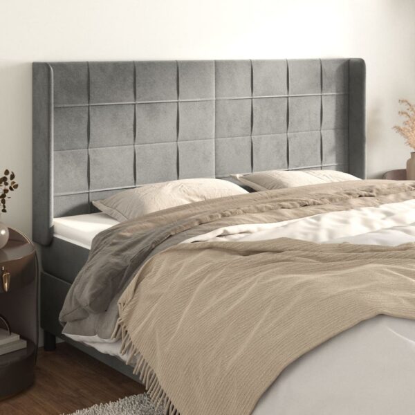 vidaXL Headboard with Ears Light Gray 72"x6.3"x46.5"/50.4" Velvet