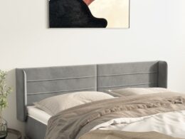 vidaXL Headboard with Ears Light Gray 57.9"x6.3"x30.7"/34.6" Velvet