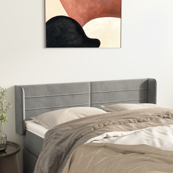 vidaXL Headboard with Ears Light Gray 57.9"x6.3"x30.7"/34.6" Velvet
