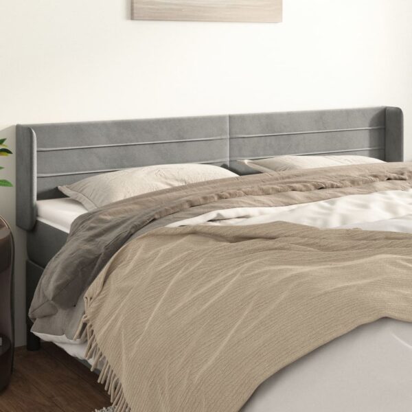 vidaXL Headboard with Ears Light Gray 64.2"x6.3"x30.7"/34.6" Velvet