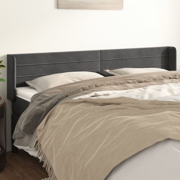 vidaXL Headboard with Ears Dark Gray 79.9"x6.3"x30.7"/34.6" Velvet