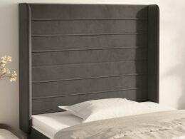 vidaXL Headboard with Ears Dark Gray 40.6"x6.3"x46.5"/50.4" Velvet
