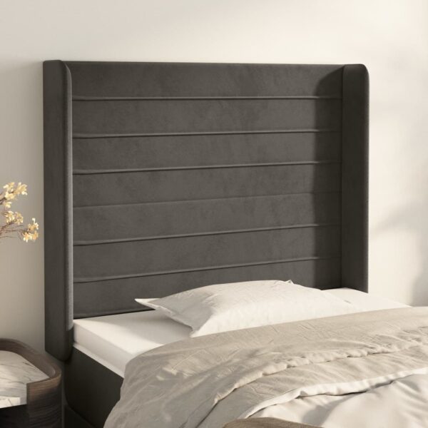 vidaXL Headboard with Ears Dark Gray 40.6"x6.3"x46.5"/50.4" Velvet