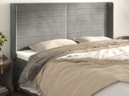vidaXL Headboard with Ears Light Gray 72"x6.3"x46.5"/50.4" Velvet
