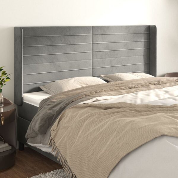 vidaXL Headboard with Ears Light Gray 72"x6.3"x46.5"/50.4" Velvet
