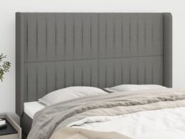 vidaXL Headboard with Ears Dark Gray 57.9"x6.3"x46.5"/50.4" Fabric