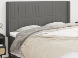 vidaXL Headboard with Ears Dark Gray 79.9"x6.3"x46.5"/50.4" Fabric