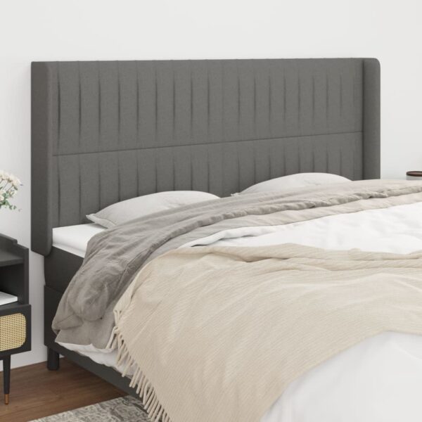 vidaXL Headboard with Ears Dark Gray 79.9"x6.3"x46.5"/50.4" Fabric