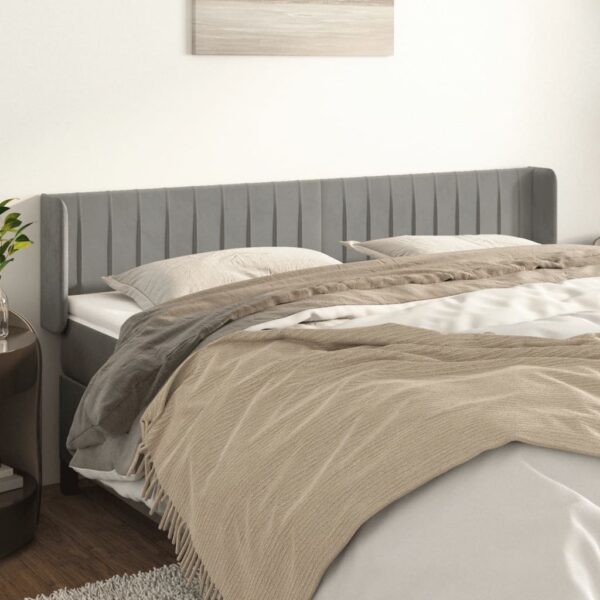 vidaXL Headboard with Ears Light Gray 72"x6.3"x30.7"/34.6" Velvet