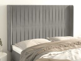 vidaXL Headboard with Ears Light Gray 57.9"x6.3"x46.5"/50.4" Velvet