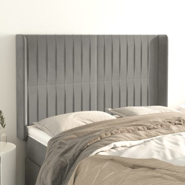 vidaXL Headboard with Ears Light Gray 57.9"x6.3"x46.5"/50.4" Velvet