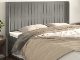 vidaXL Headboard with Ears Light Gray 64.2"x6.3"x46.5"/50.4" Velvet