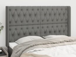 vidaXL Headboard with Ears Dark Gray 57.9"x6.3"x46.5"/50.4" Fabric