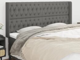 vidaXL Headboard with Ears Dark Gray 79.9"x6.3"x46.5"/50.4" Fabric