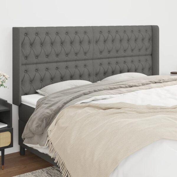 vidaXL Headboard with Ears Dark Gray 79.9"x6.3"x46.5"/50.4" Fabric