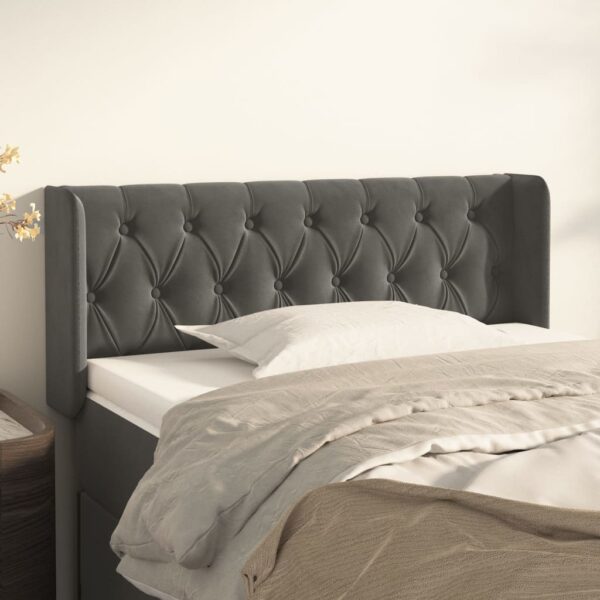 vidaXL Headboard with Ears Dark Gray 40.6"x6.3"x30.7"/34.6" Velvet